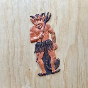 Krampus Devil Antique German Cardboard Embossed Die Cut Halloween Decoration